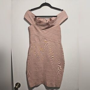 Bandage Pink Off-Shoulder Dress WOW Couture Bloomingdales Large